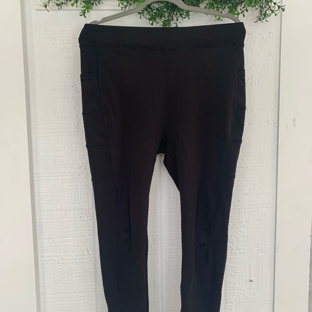 Popfit Stella Full Length Athletic Black Leggings with Pockets XL